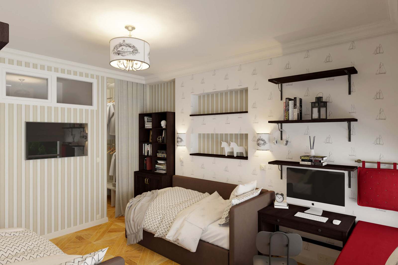 Двухкомнатная квартира 61м2 в ЖК "Соколиный форт" в стиле неоклассика