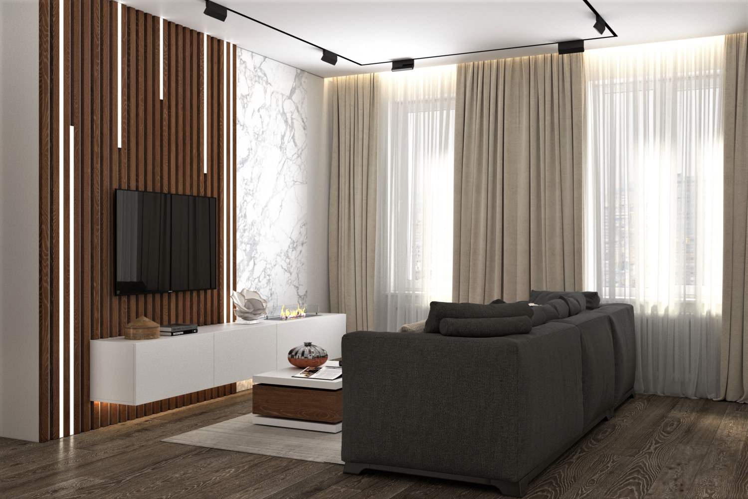 Монохромный с деревом