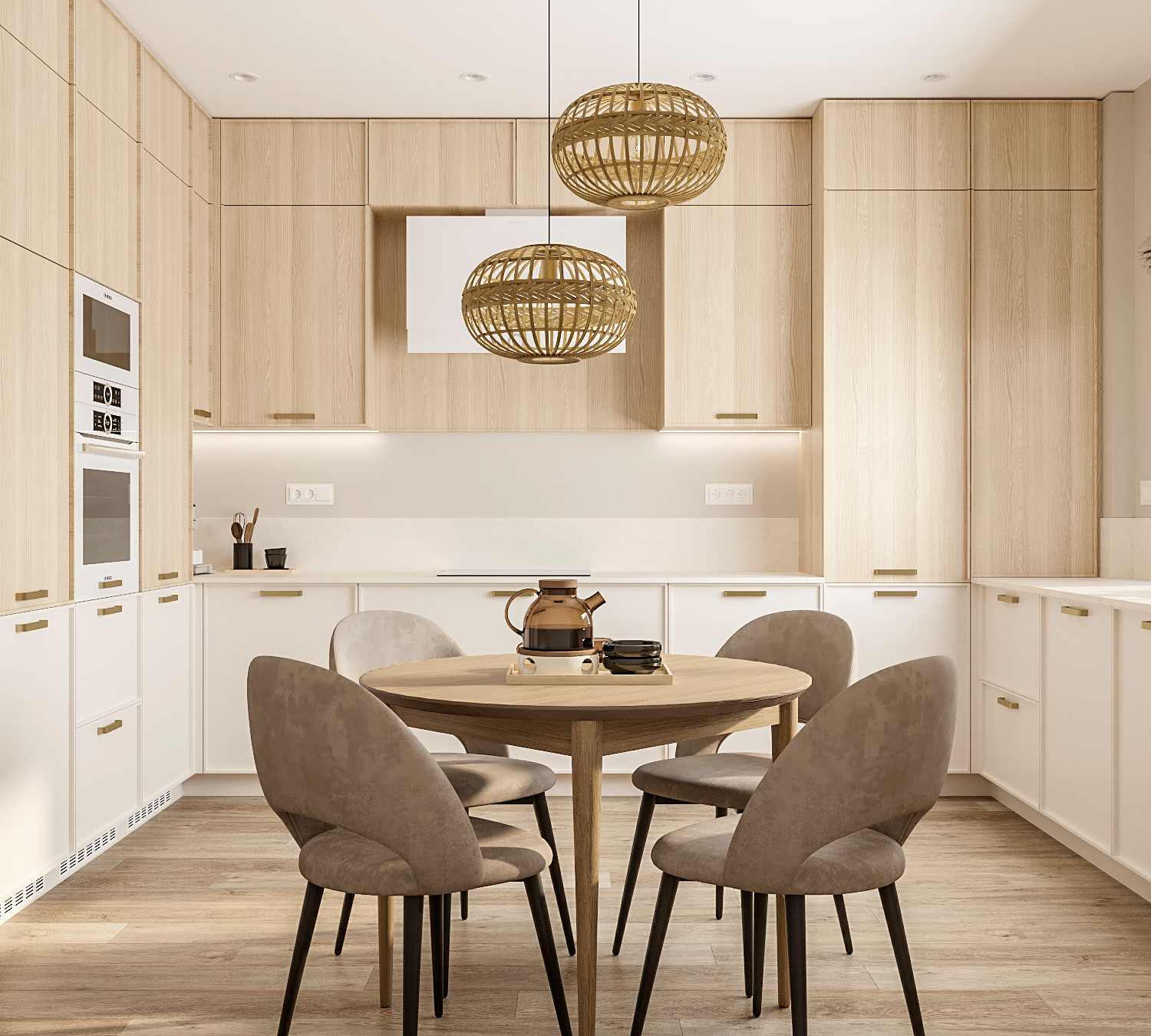 Четырех-комнатная квартира в светлых тонах.