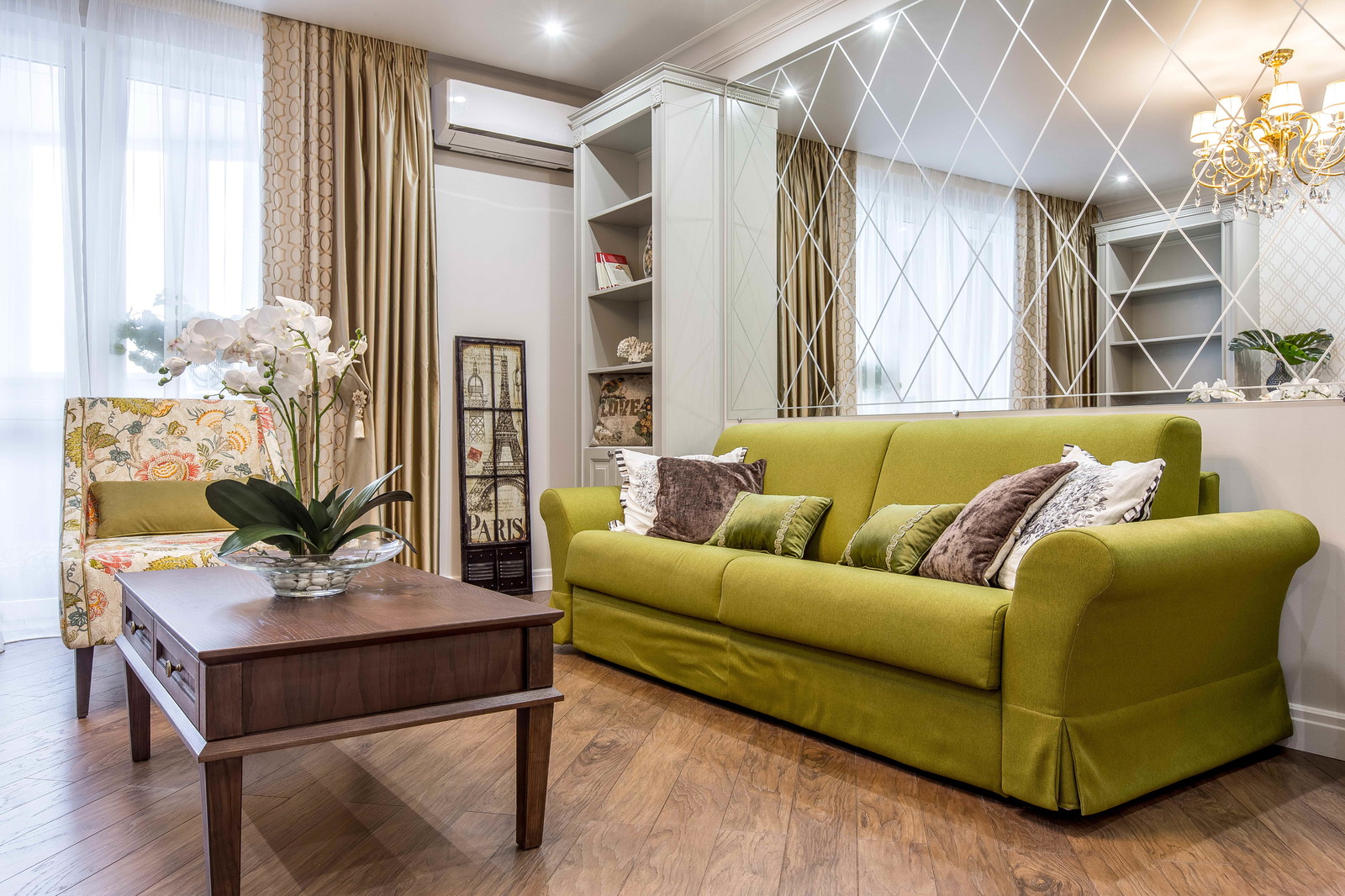 Интерьер с зелеными акцентами