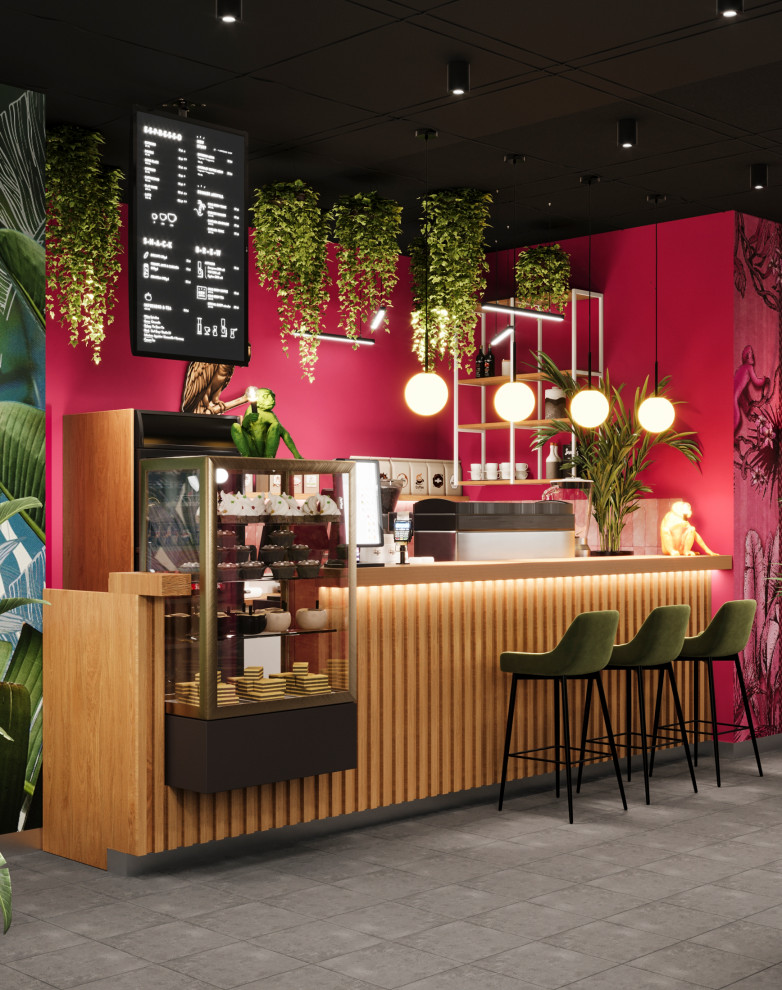 Кофейня в тропическом стиле. Проект