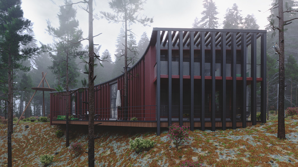 Индивидуальный жилой дом в сосновом лесу