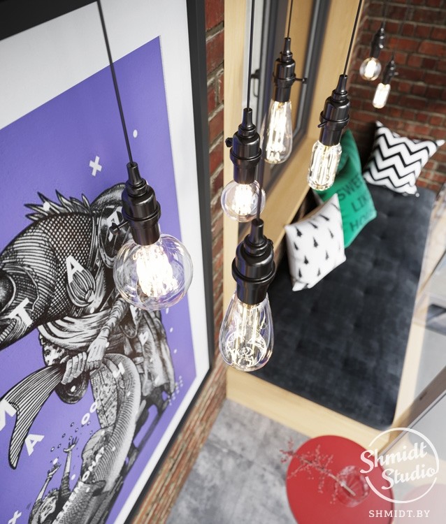 Проект интерьера "Black wall", Минск, 53 м.кв.