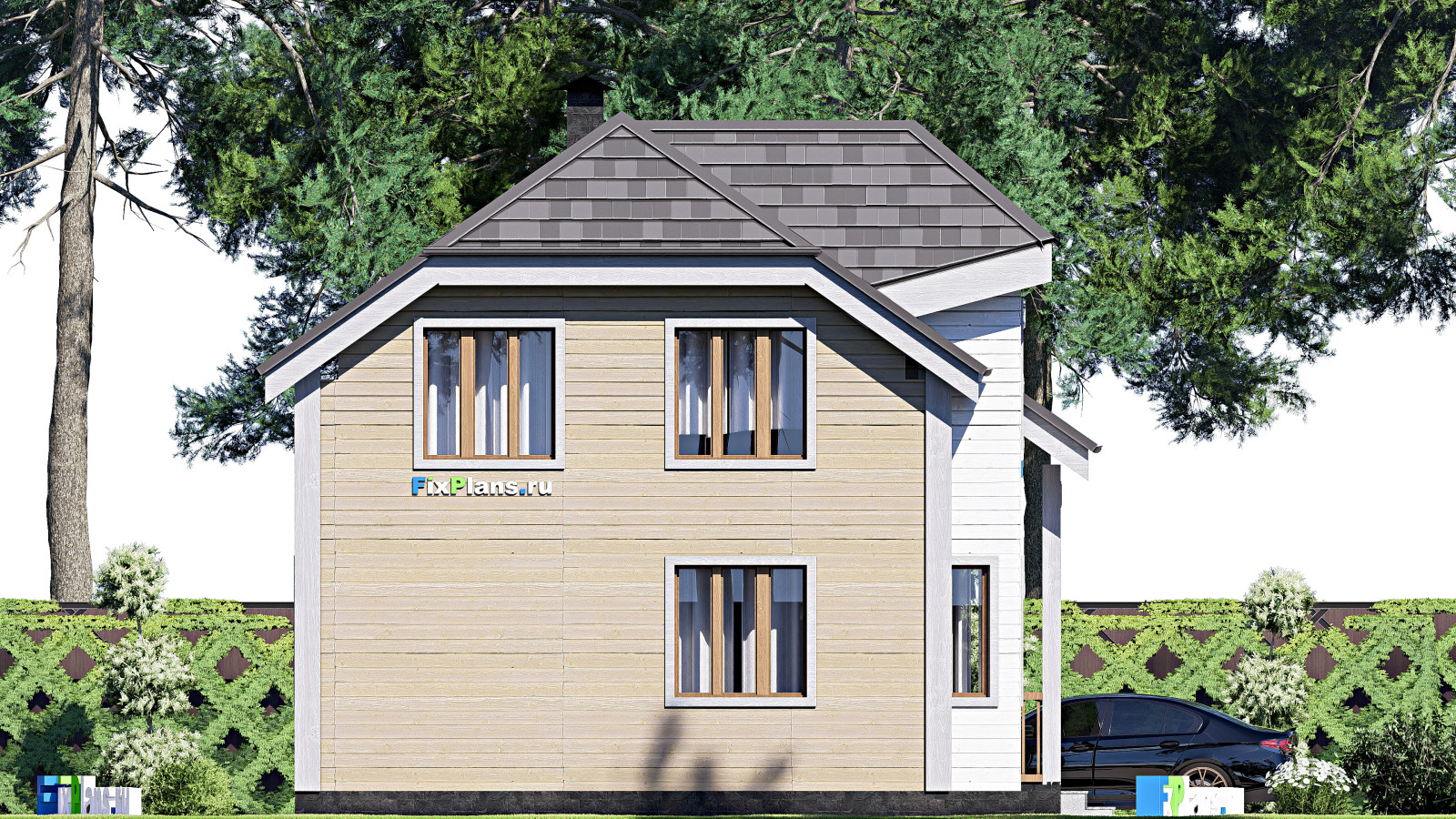 Проект дома с мансардой 8х8 м S80м2 F-17477