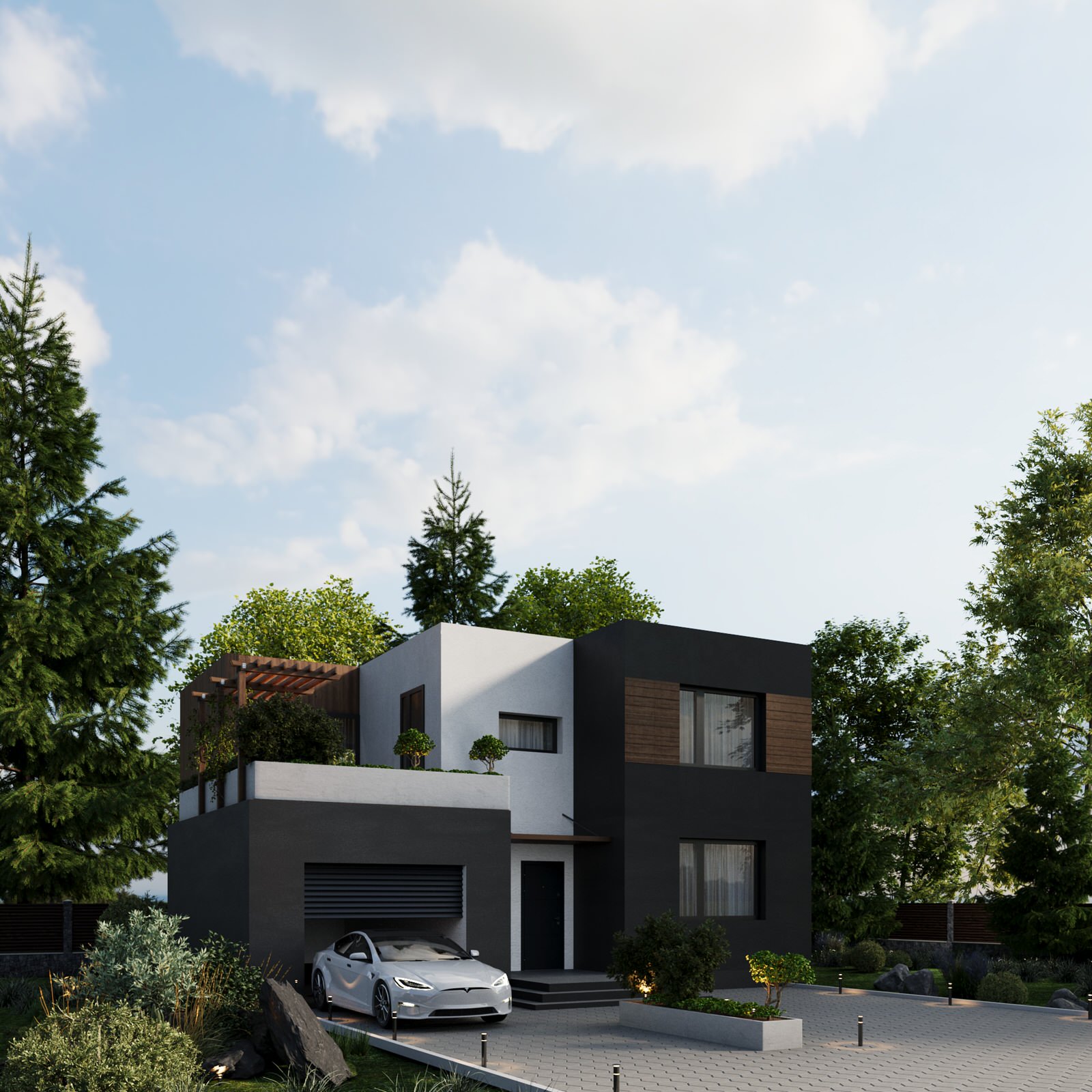 fascinating 3D visualization of the exterior of a country house