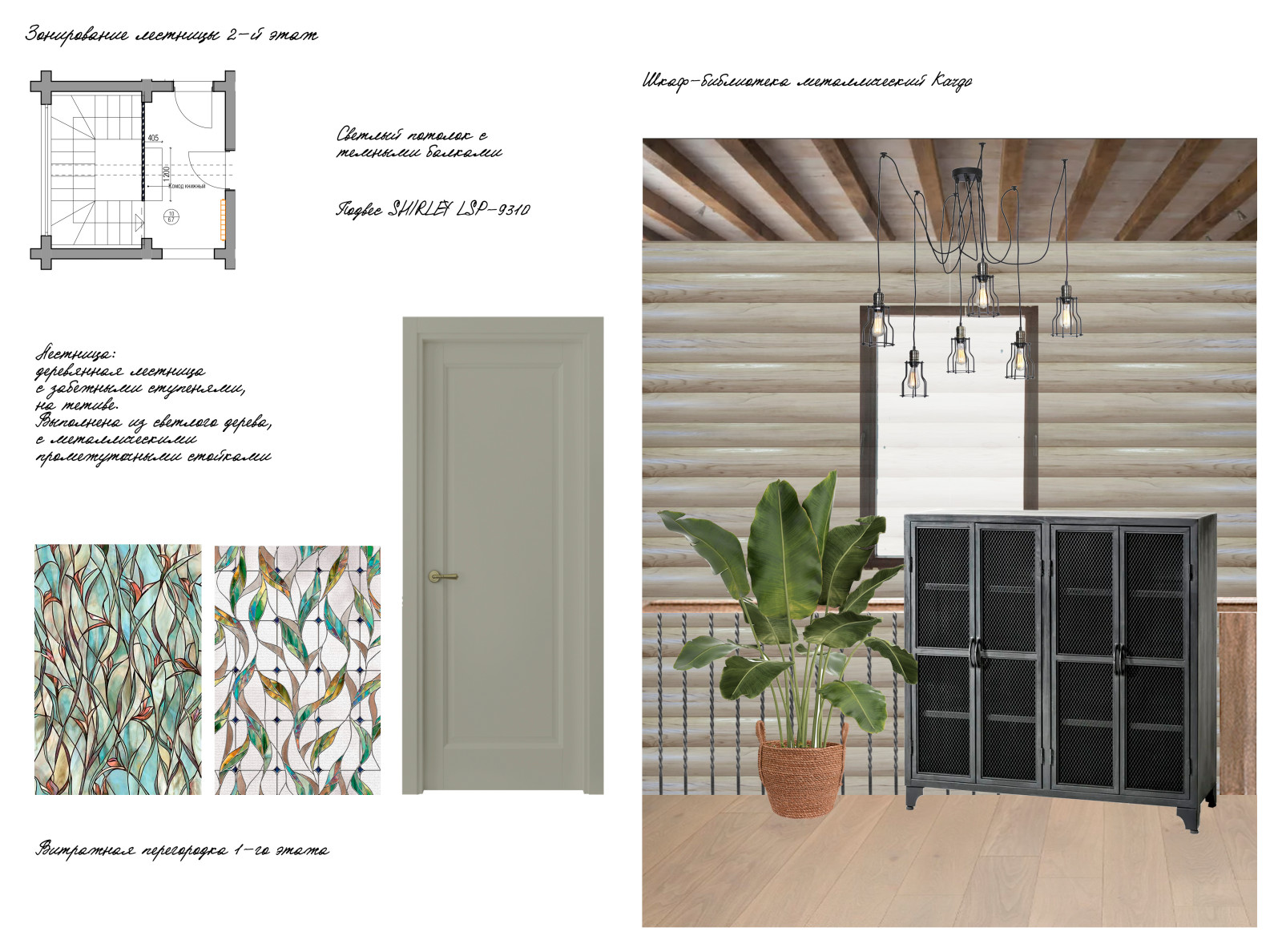 Концепт лестничного пространства второго этажа. Вариант 2