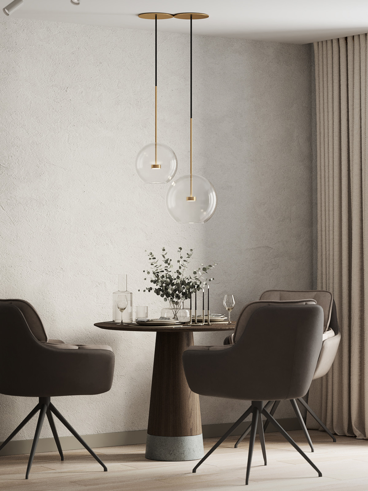 Кухня и прихожая в большой квартире для взрослой пары.