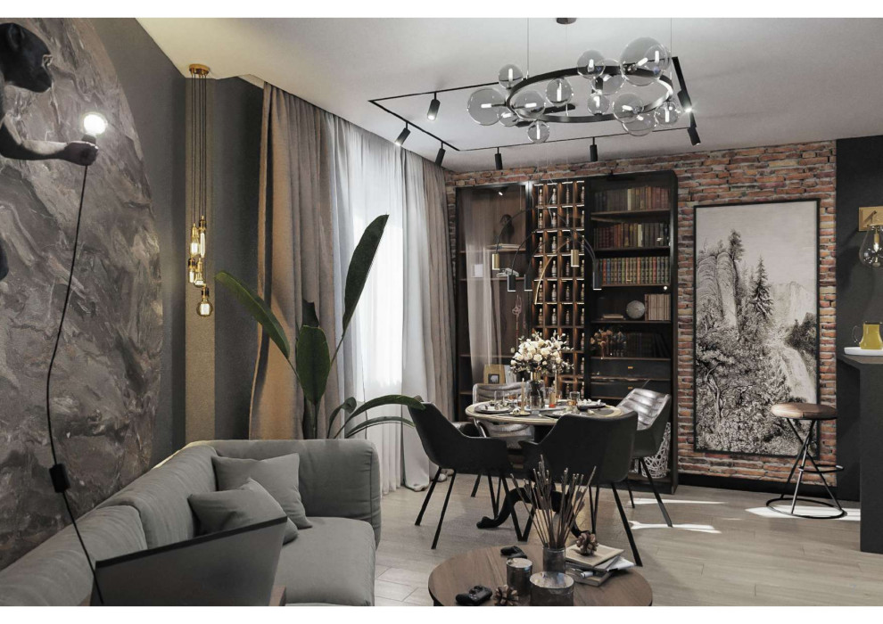 квартира в современном стиле в темных оттенках