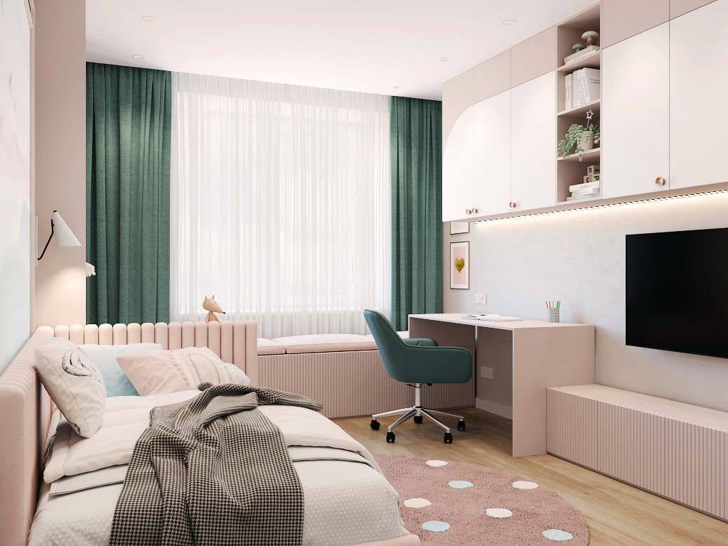 Проект детской комнаты для девочки 15 м.кв