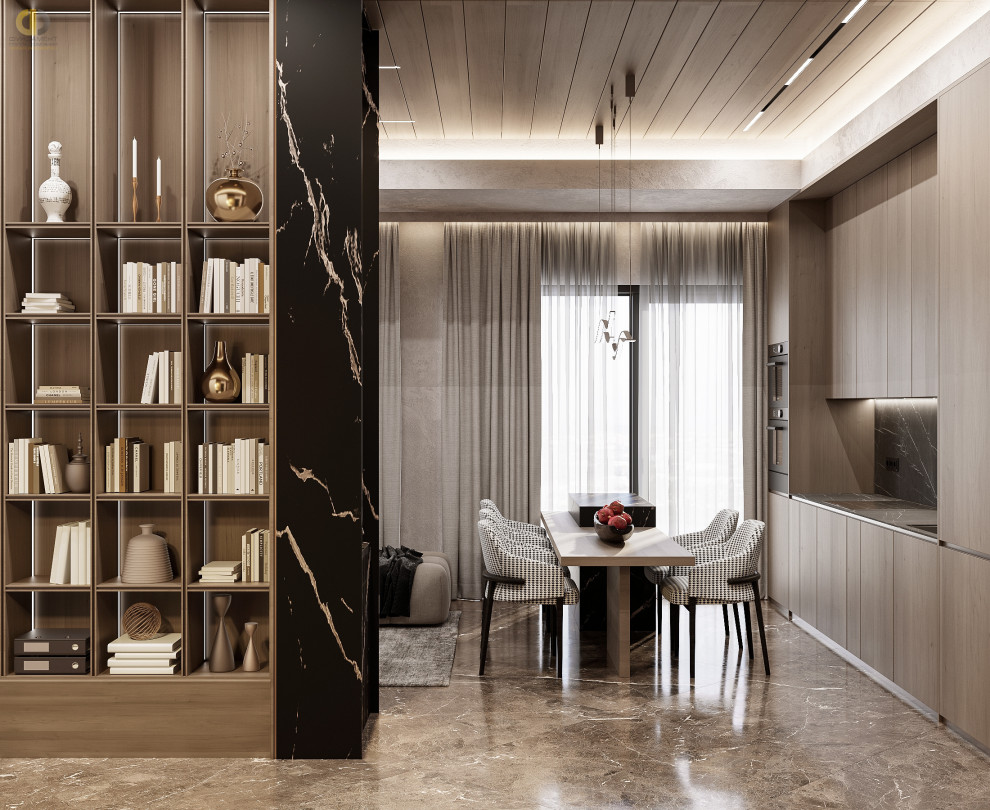 Дизайн-проект 2х-комнатной квартиры в темных тонах в минимализме