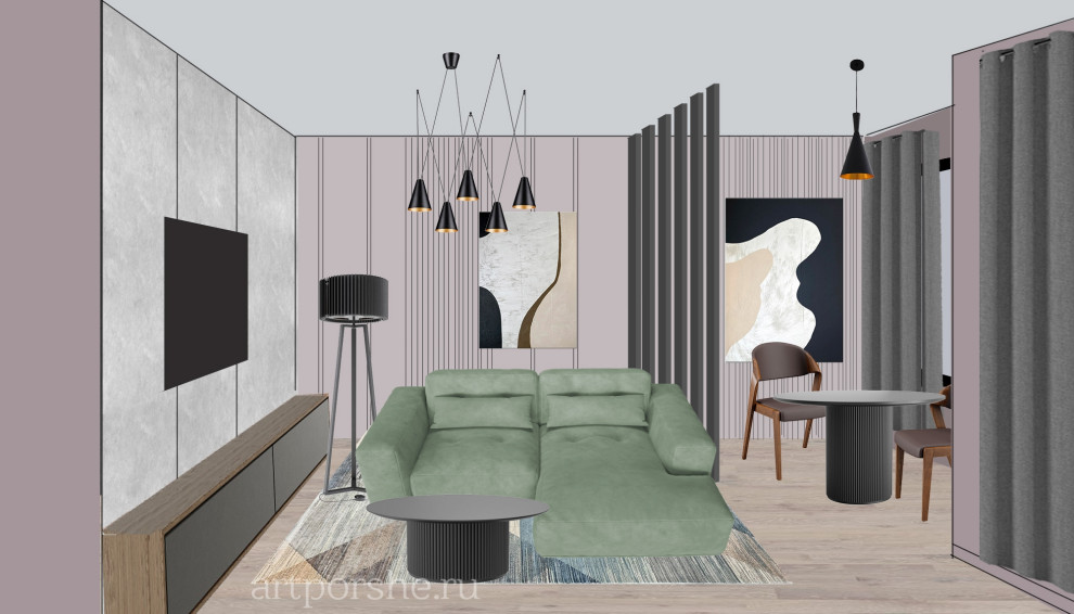 Обложка проекта: Концепция кухни-гостиной для молодого человека