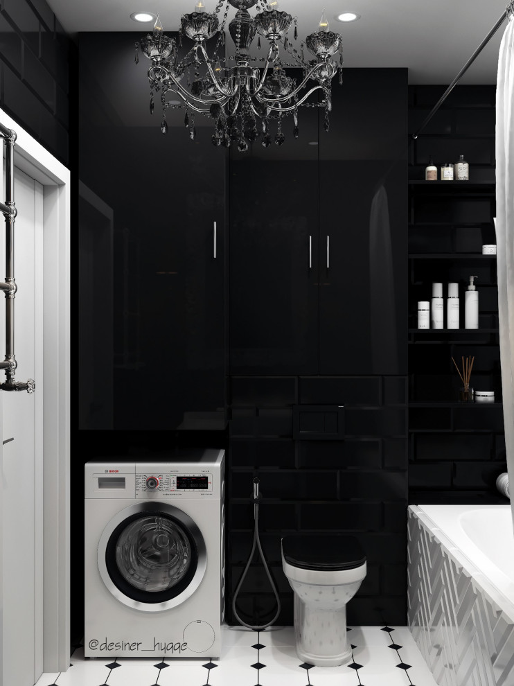 Черно-белая ванная