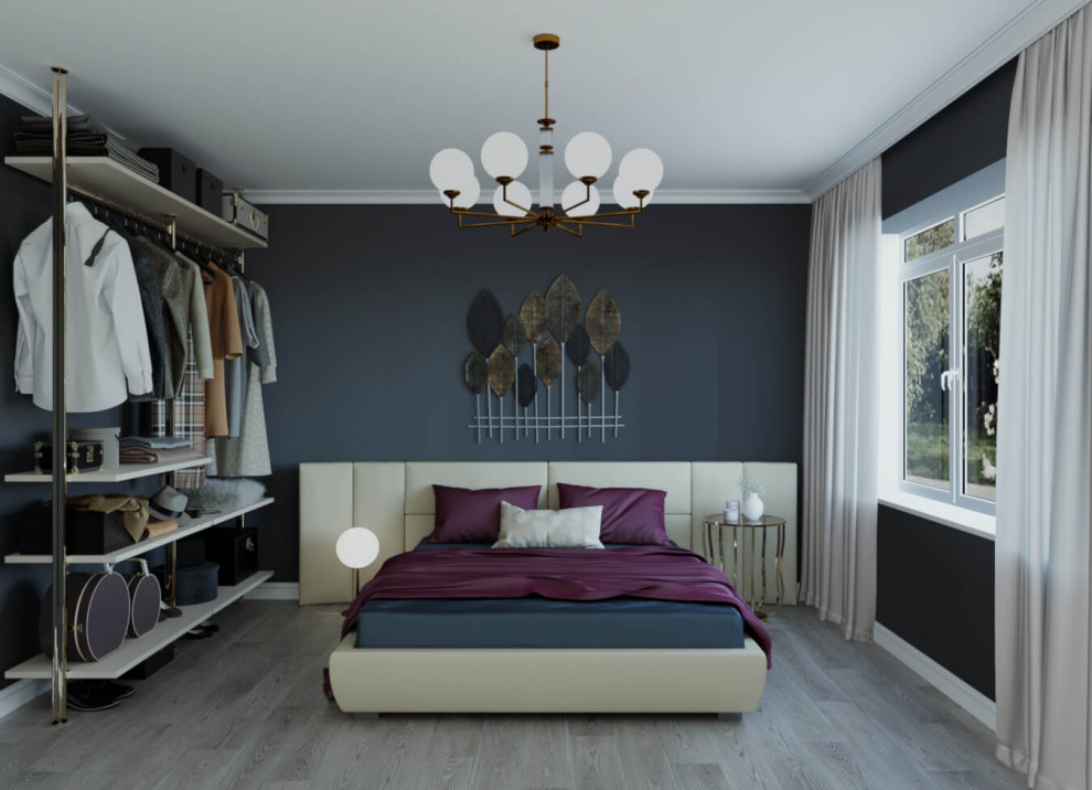 Дизайн спальни на втором этаже 15,5 кв. м