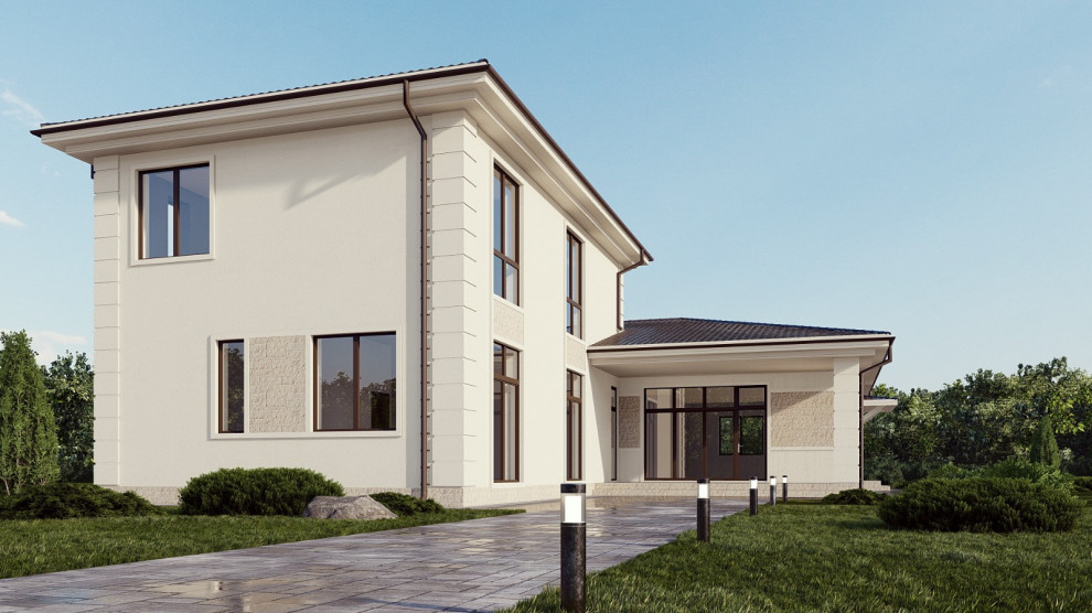 Обложка проекта: Проект двухэтажного дома в современном классическом стиле.