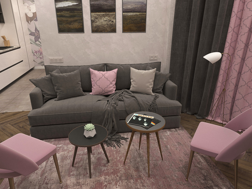 Прихожая с гостиной в однокомнатной квартире