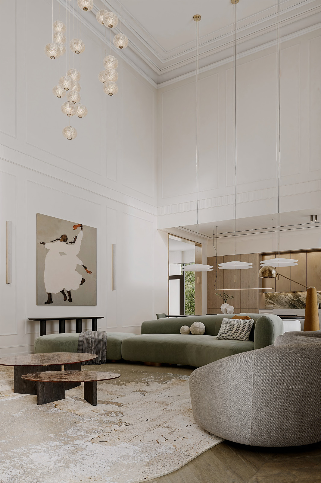 Просторная гостиная а коттедже