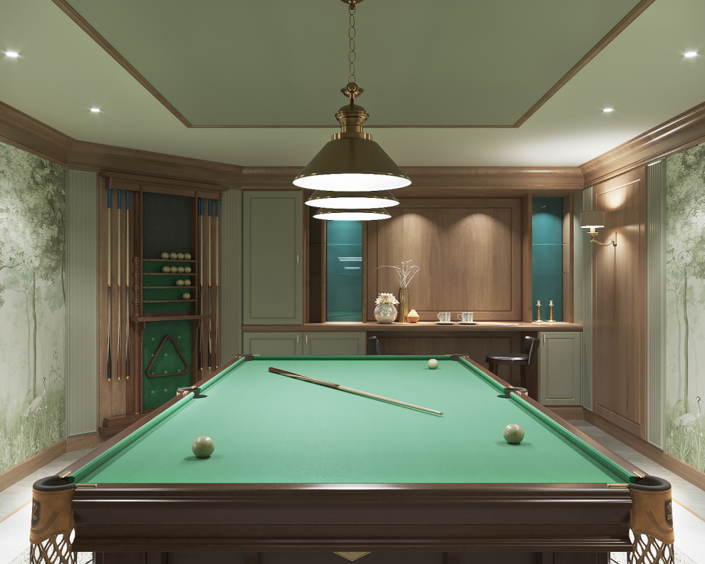Бильярдная и рабочая комната в цокольном этаже