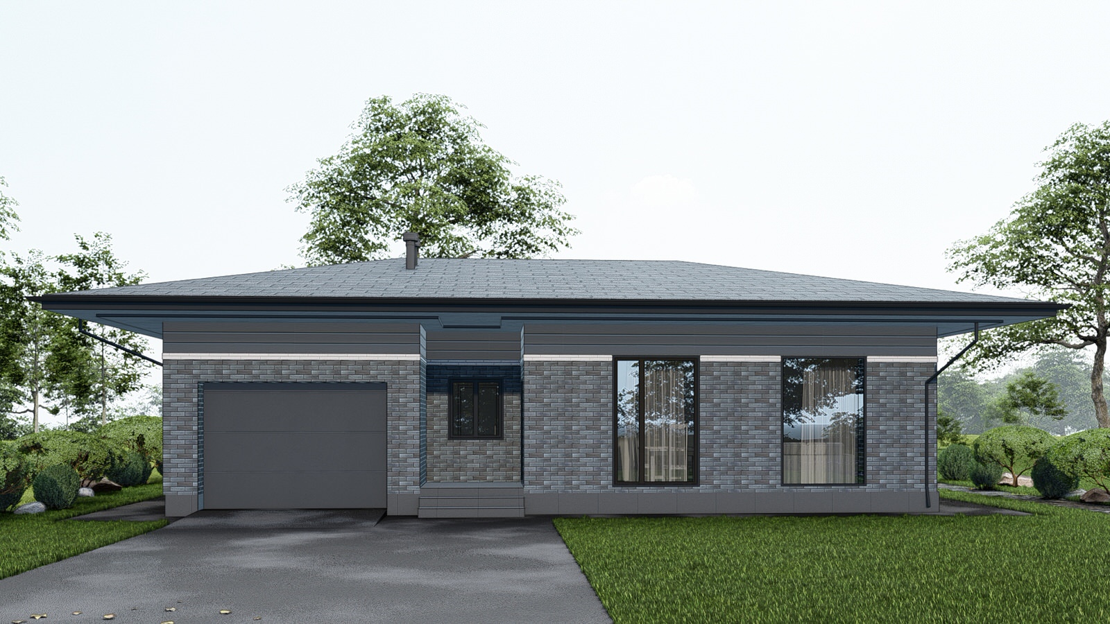 Одноэтажный дом в современном стиле