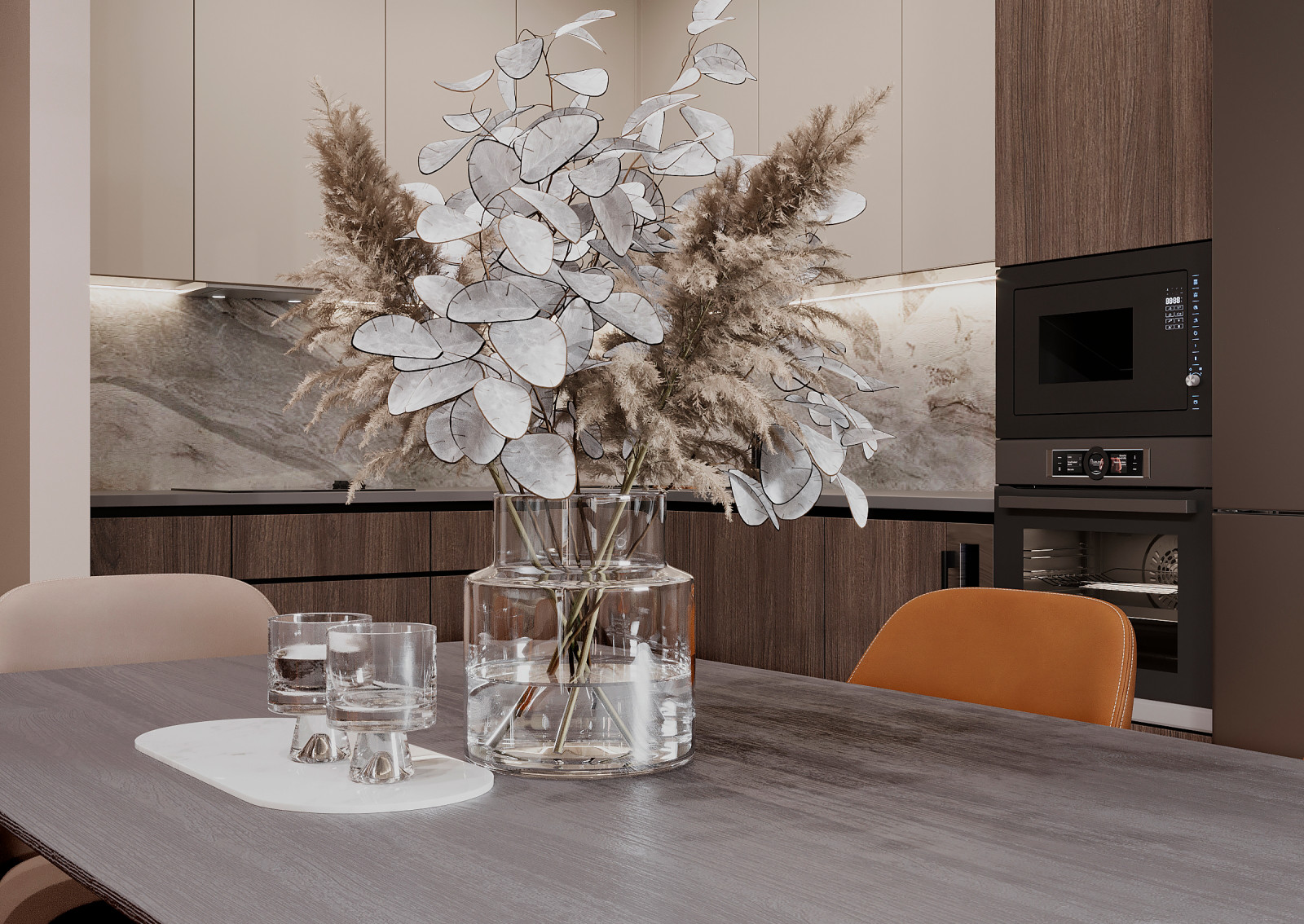 Гостиная-кухня в квартире в ЖК "Discovery Residence" Екатеринбург