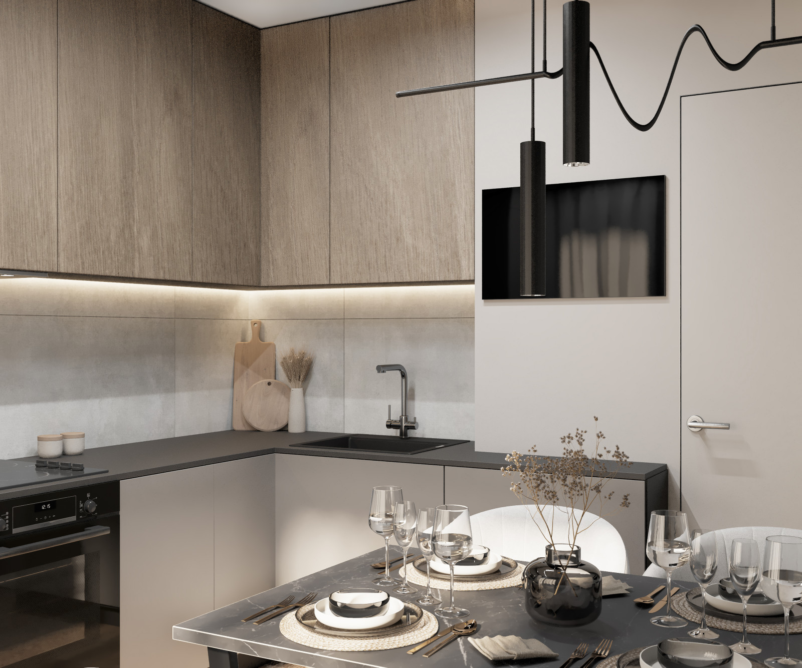 Интерьер современной квартиры 57 м² -  стиль и удобство для семьи