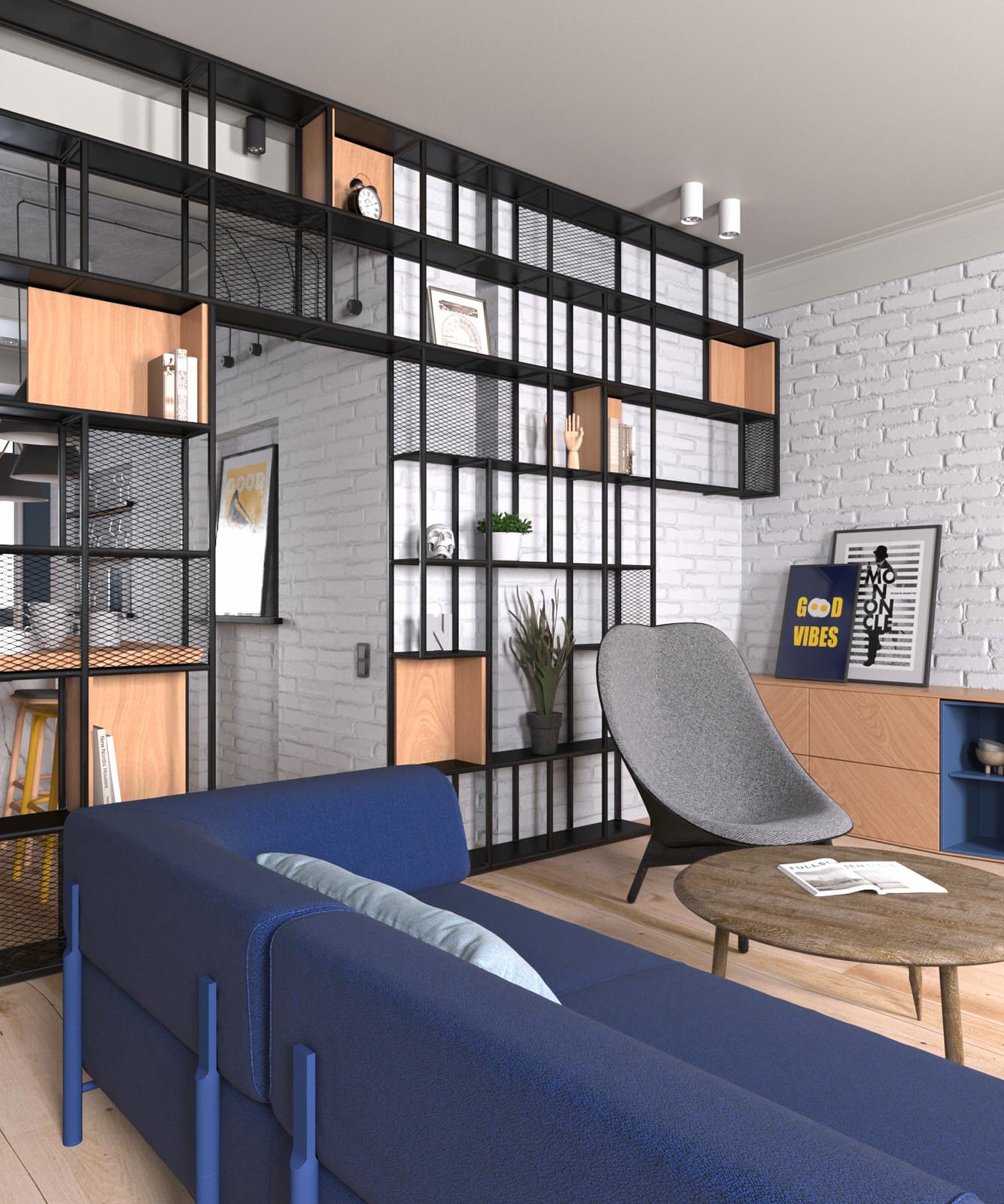 3d-визуализация "Эклектичный лофт" (оформление интерьера от Zeworkroom)