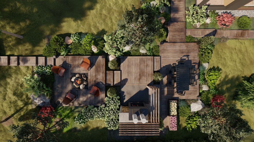 Вид сверху на барбекю зону