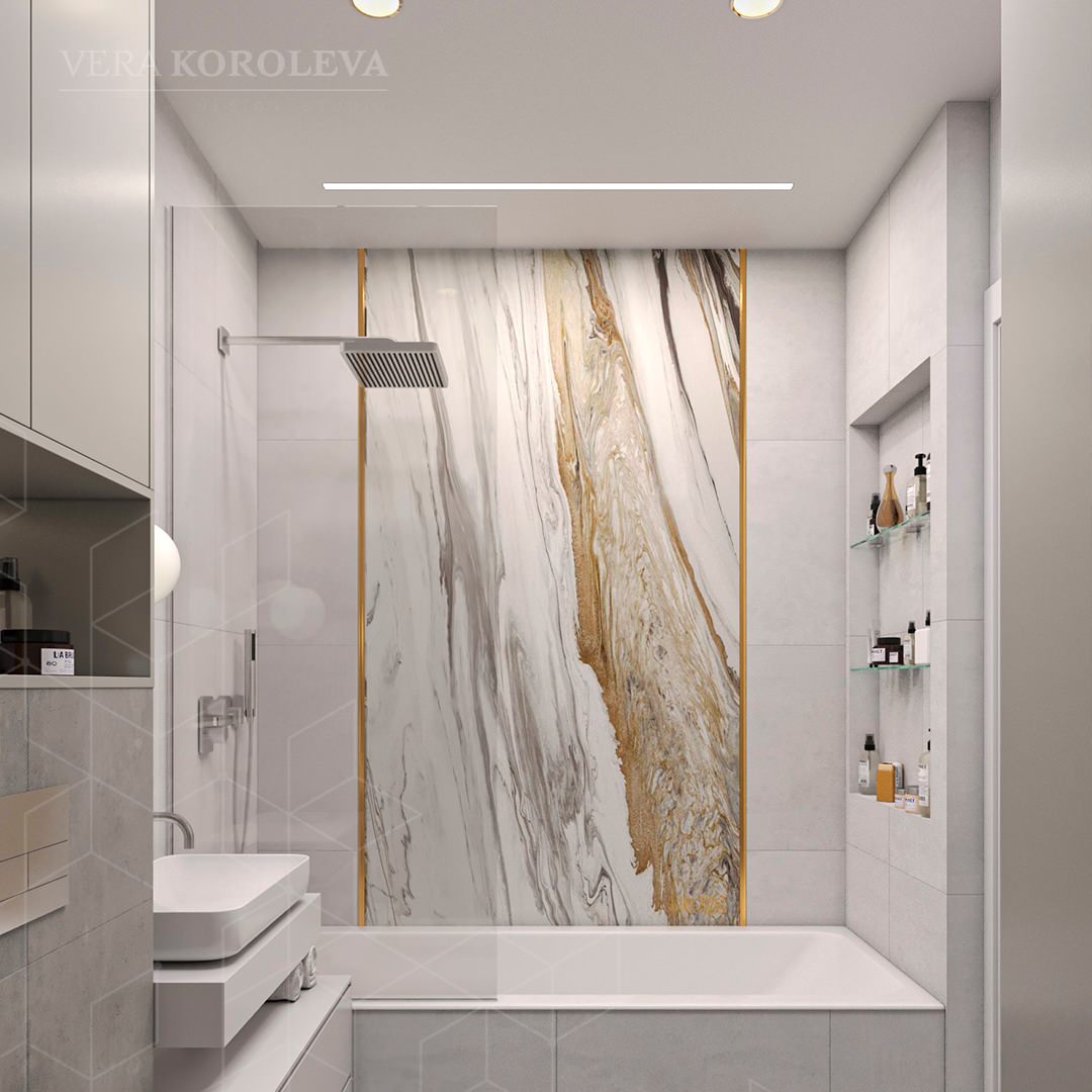 Дизайн-проект двухкомнатной  квартиры с золотыми акцентами в ЖК "Q-Мир"