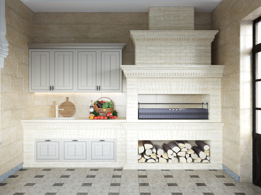 Шашлычный домик в синих тонах