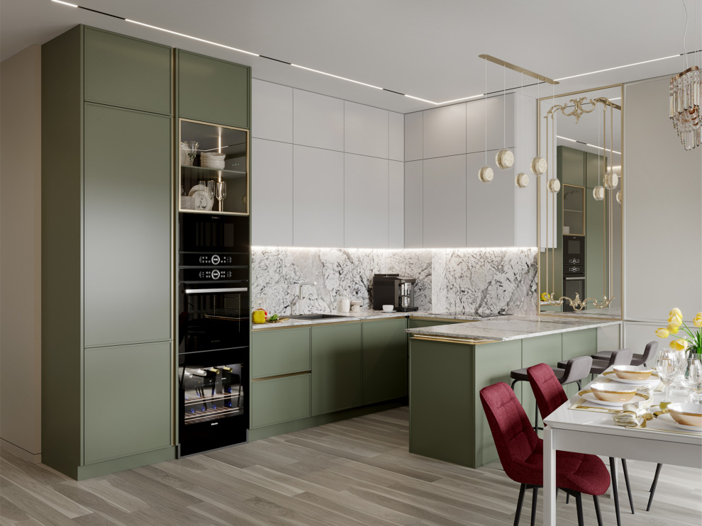 Кв в ЖК "Уникум"зеленая кухня,