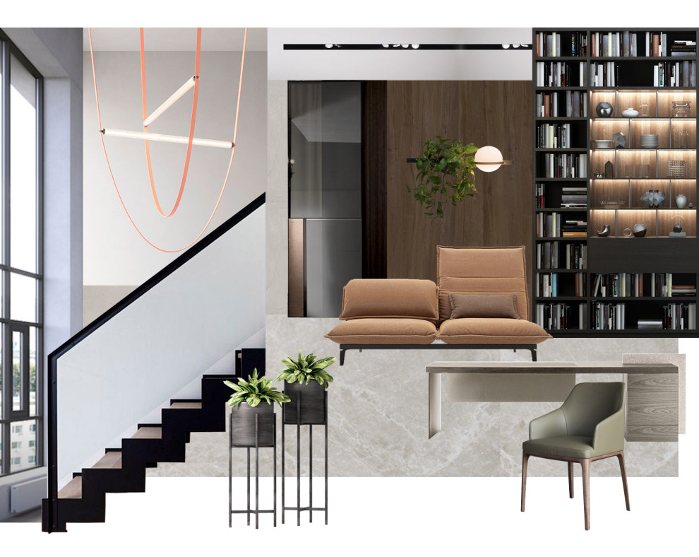 Эскизный проект двухуровненой квартире в современном стиле