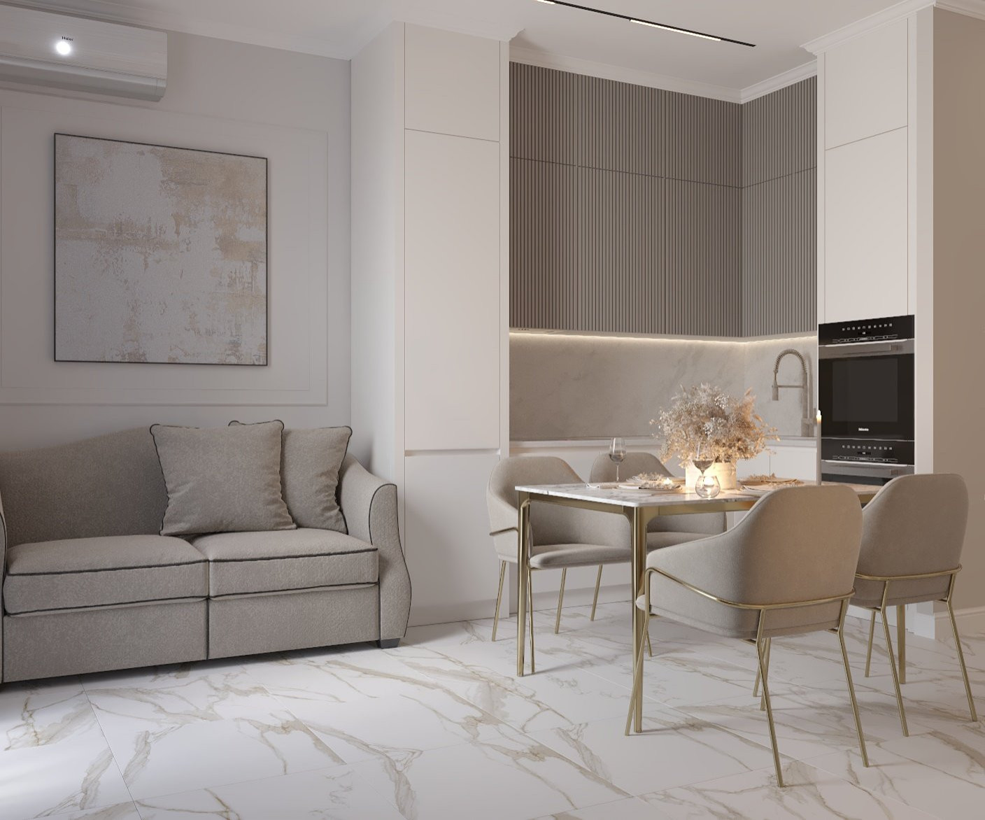 Обложка проекта: Дизайн трехкомнатной квартиры в стиле современная классика I 90 м2