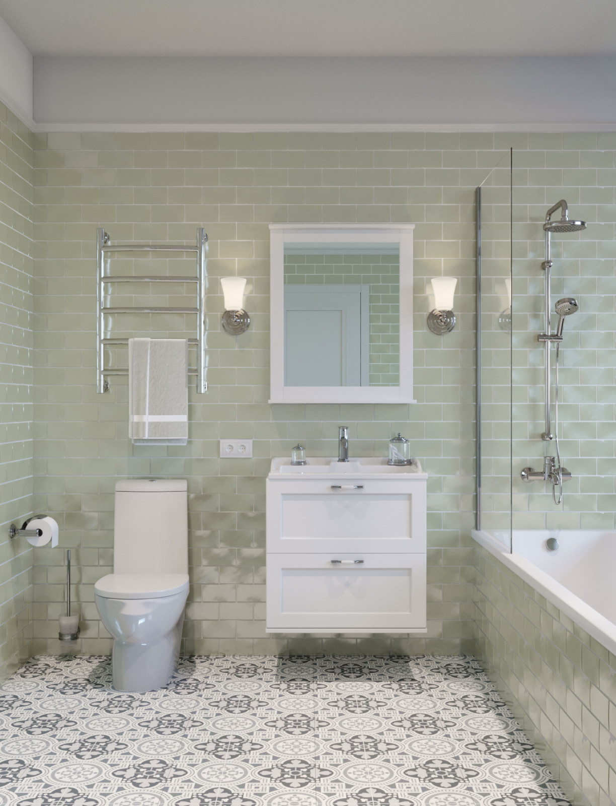 Дизайн интерьера ванной комнаты в квартире в стиле классика