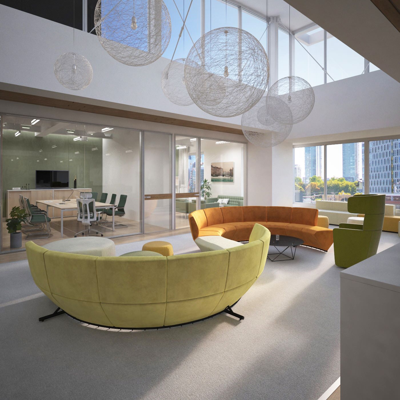 Офис.Оперативная мебель серии Тргетт и мягкая мебель серии Скорцезе