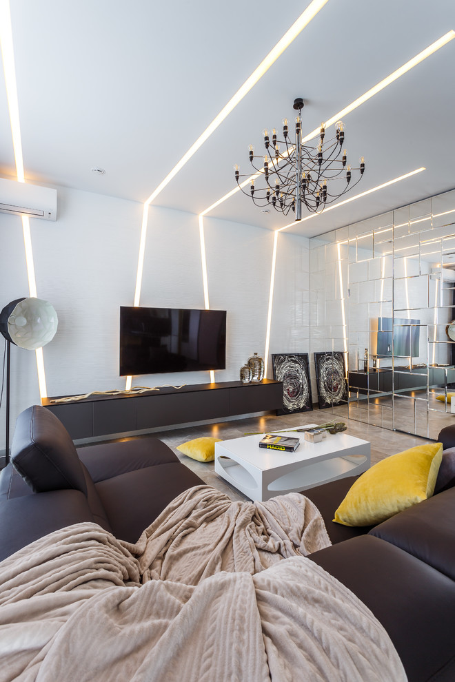 Фото гостиной реализованного проекта квартиры ЖК "Адмирал".