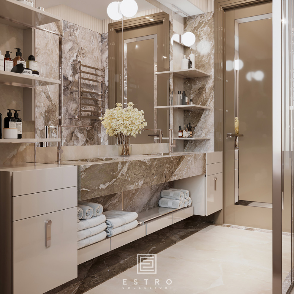 Гостевая ванная комната в квартире 400 кв.м.