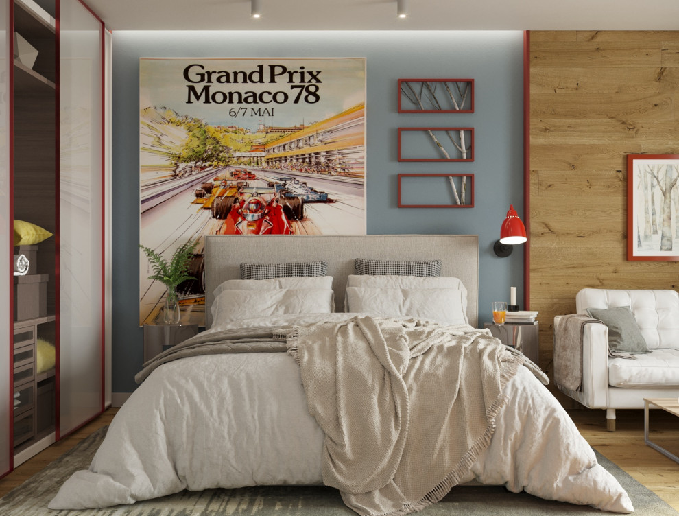 Брутальный, но нежный лофт в интерьере спальни-гостиной