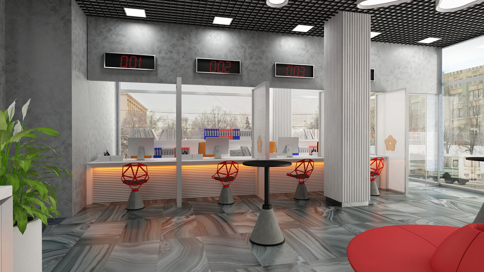 Интерьеры банка  "МИРАФ"