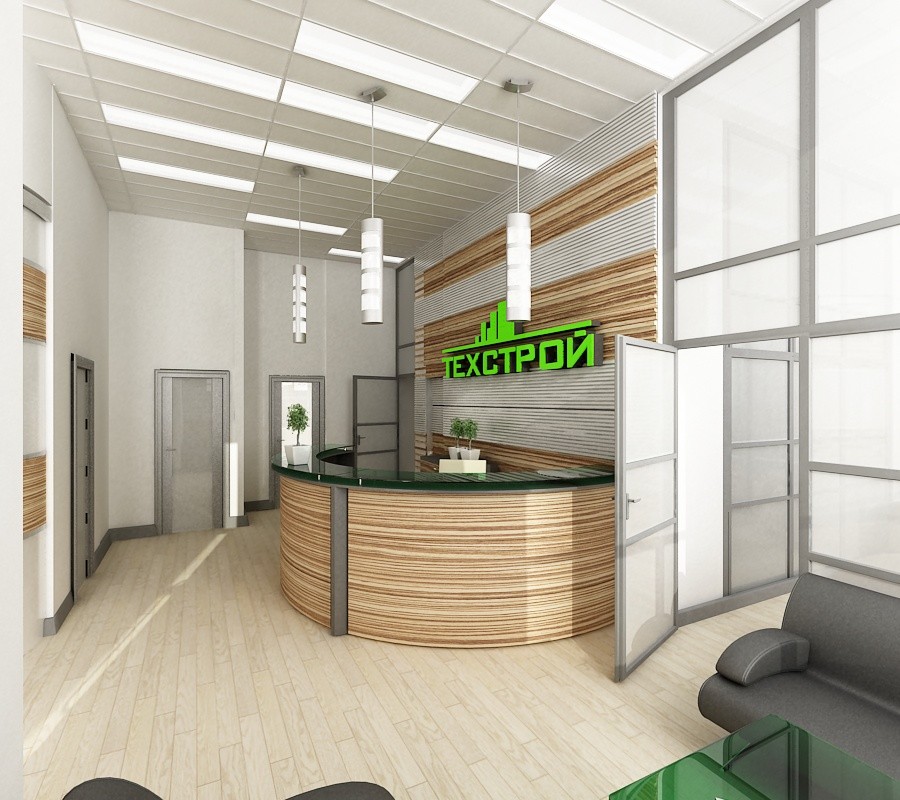 Дизайн-проект офиса "Техстрой" 2018 год. Ресепшин.