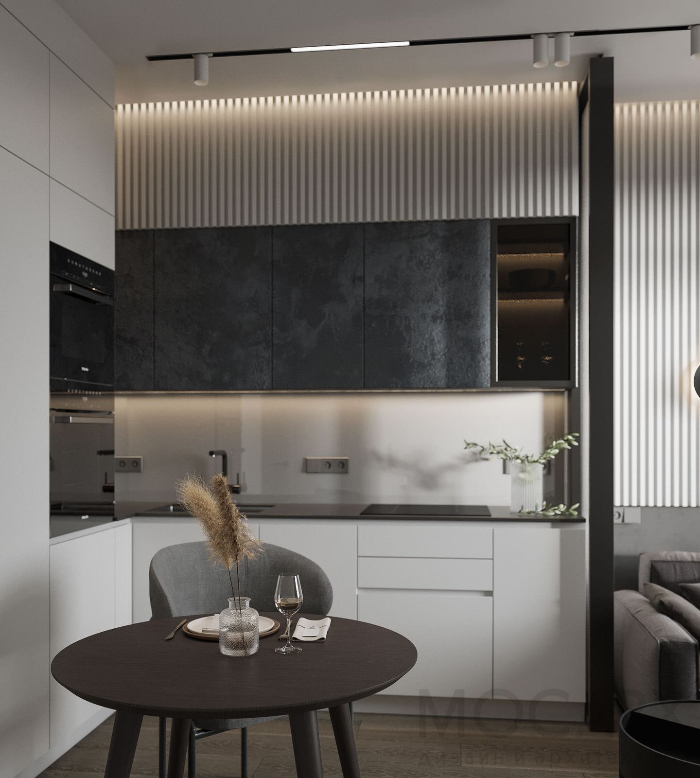 Прихожая, кухня-гостиная в ЖК Береговой