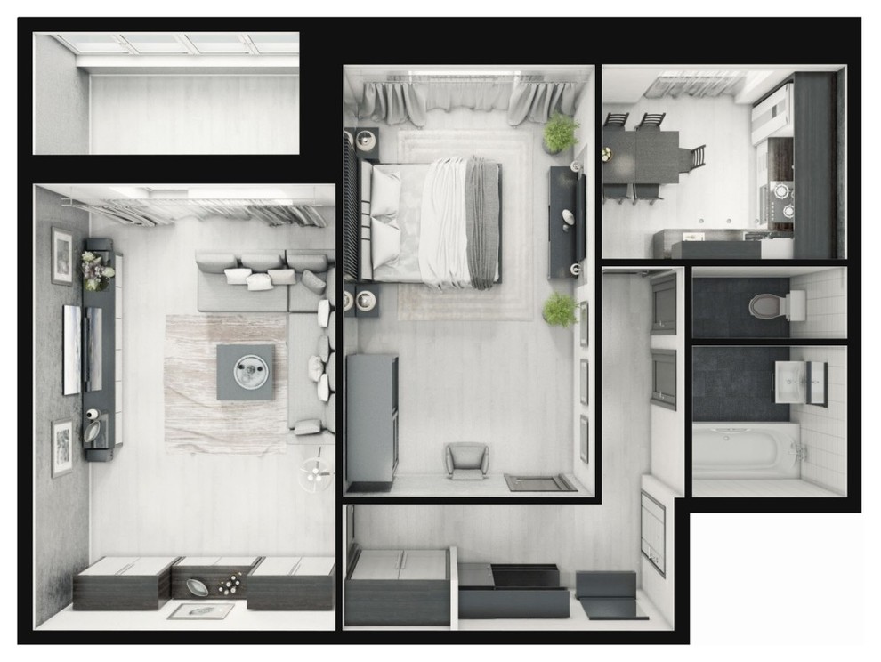 Обложка проекта: Двухкомнатная квартира для молодого бизнесмена