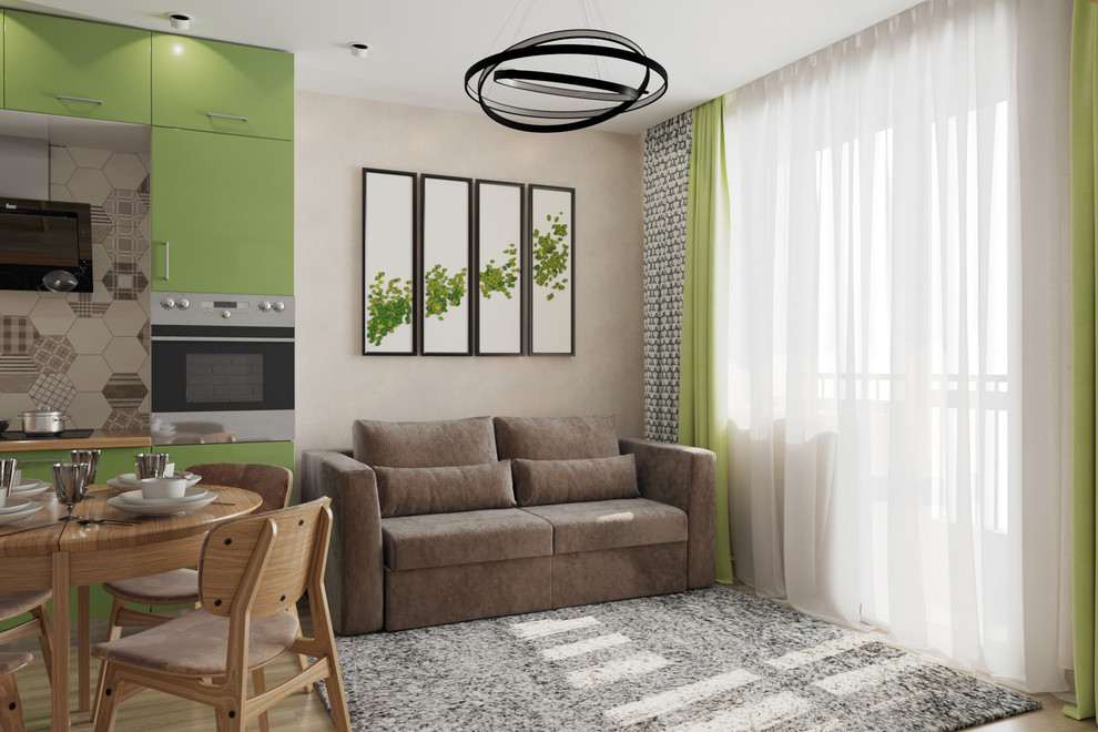 Проект кухни гостиной и санузла в Академ Риверсайд