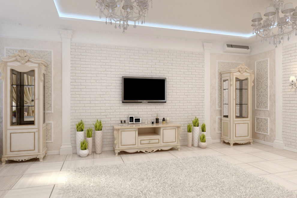 Светлая гостиная классика