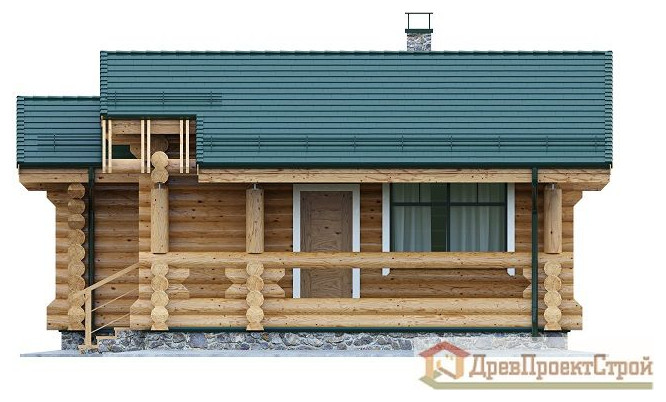 Проект бани № 4. Баня из оцилиндрованных бревен 64,60м², 8000 х 10600.