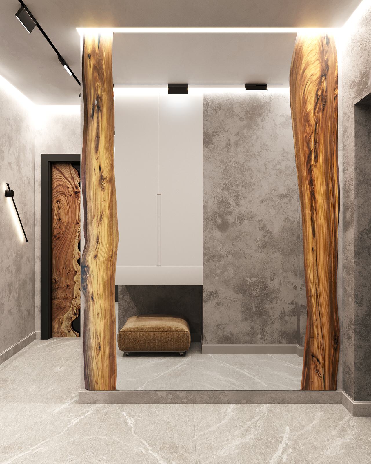 Трехкомнатная квартира для семьи из 4 человек с монохромным интерьером