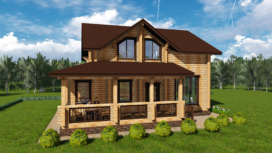 Проектирование. Двухэтажный жилой дом из бруса 170 кв.м.