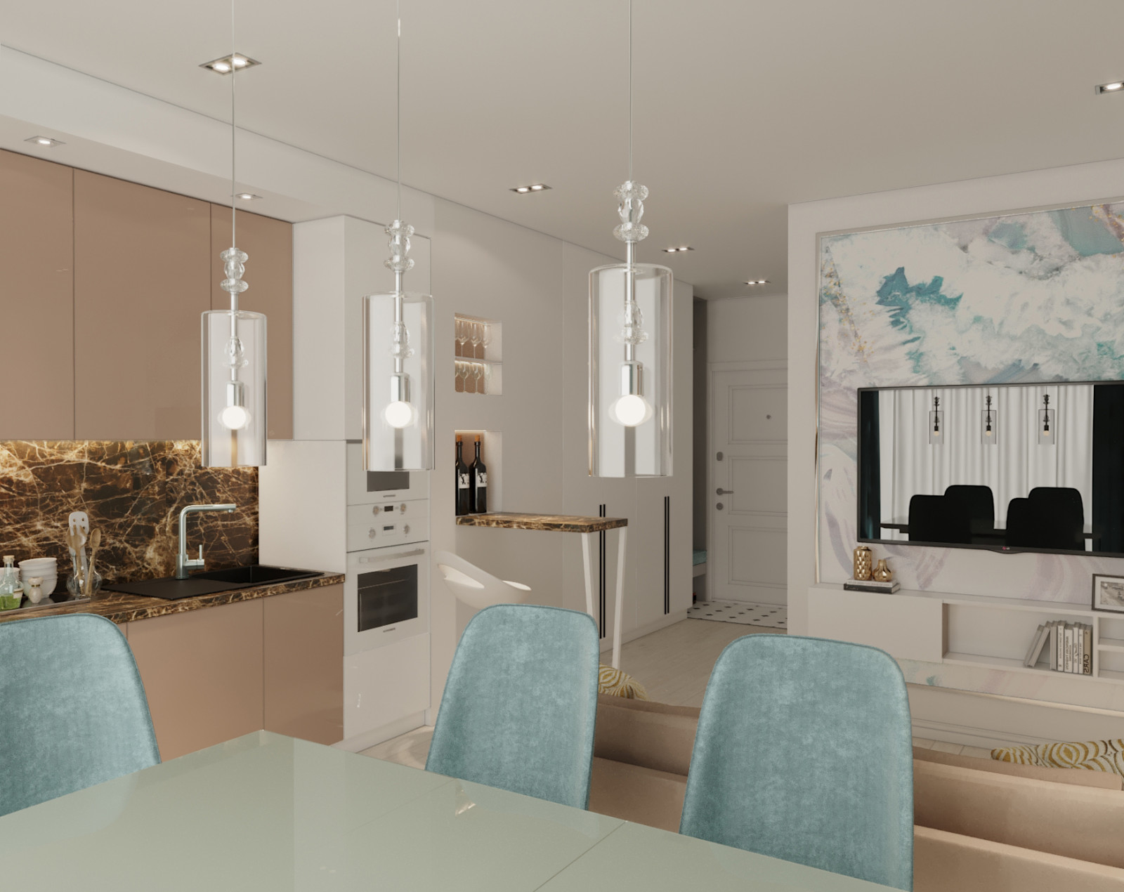 Современная кухня-гостинная