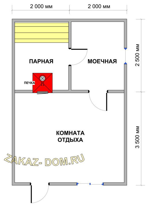 Баня из профилированного бруса (4х6 м) - Проект № Б-11