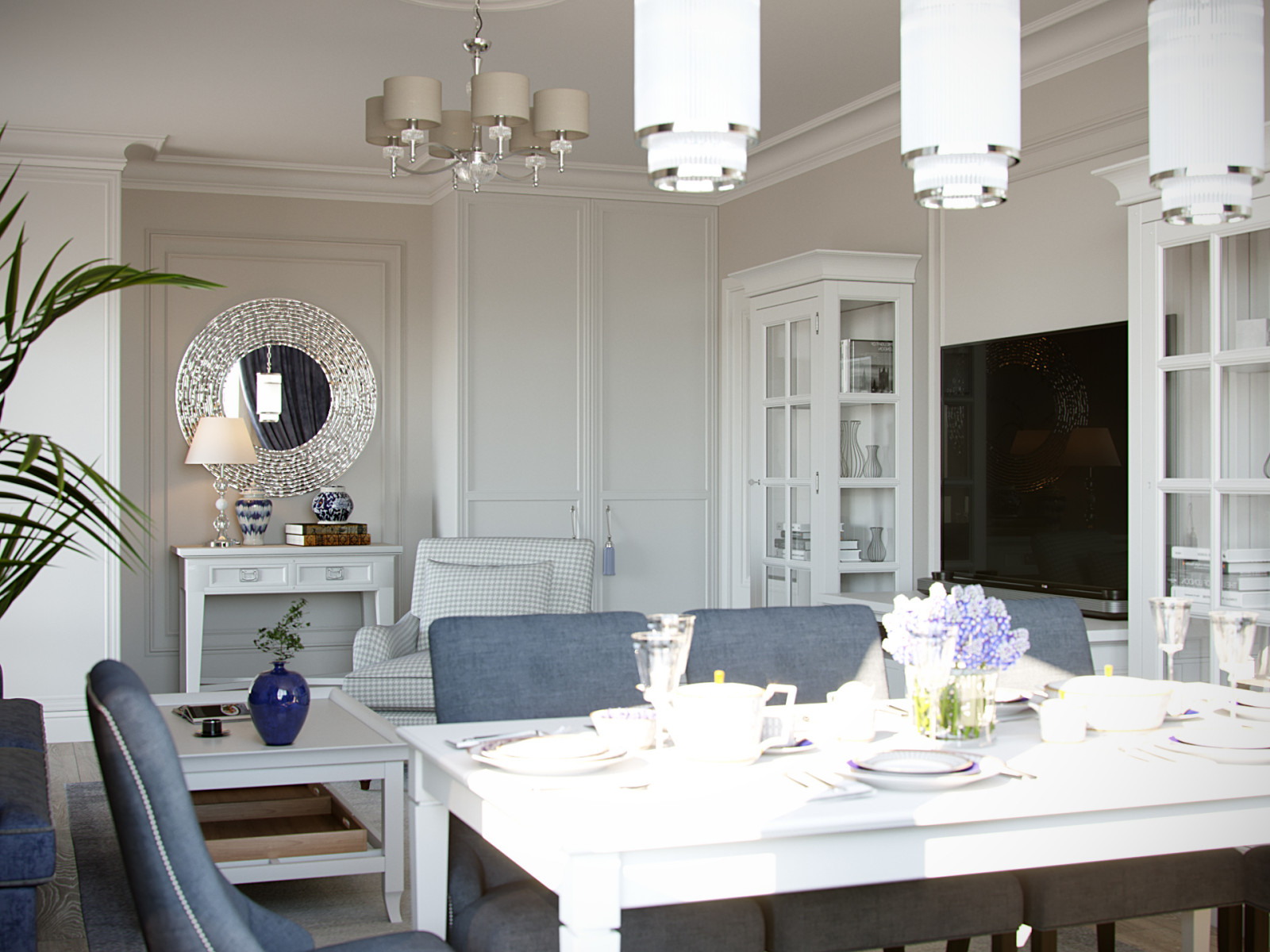 Дизайн-проект гостиной в стиле "американской классики"