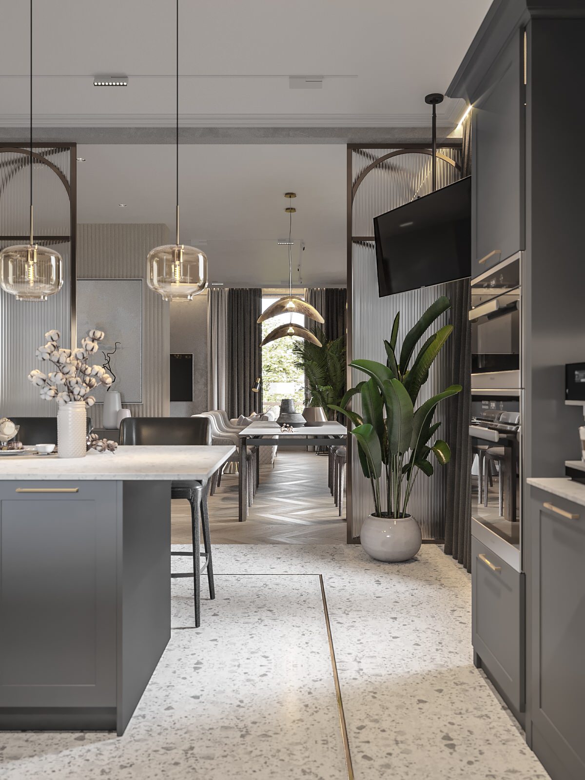 Кухня-гостиная в загородном доме