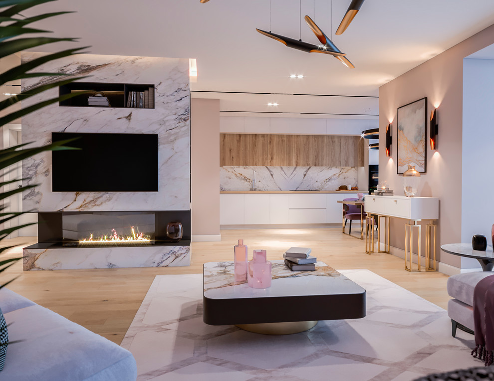 Вид из гостиной на кухню